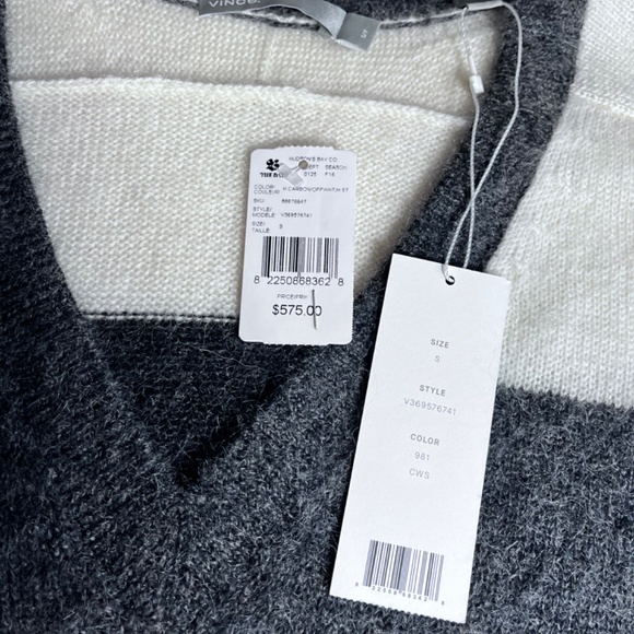 VINCE Grey Striped Mohair Sweater (NWT) - Picture 5 of 6